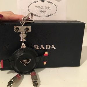 Prada Saffiano Leather Robot Keychain